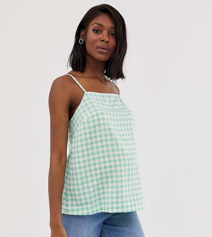 Asos Design Maternity Square Neck Cami In Gingham-multi