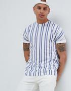Asos Design Relaxed Vertical Stripe T-shirt - White