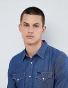 Lee Jeans Pindot Button Down Denim Shirt In Deep Indigo - Blue