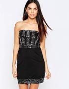 Pussycat London Bandeau Dress With Embellished Detail - Black