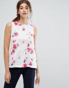 Warehouse Delia Flower Woven Front Top - Cream