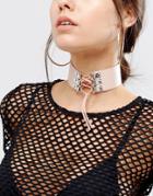 Asos Lace Up Nude Choker Necklace - Cream