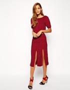Asos Co-ord Pencil Skirt In Sequins With Splits - Red