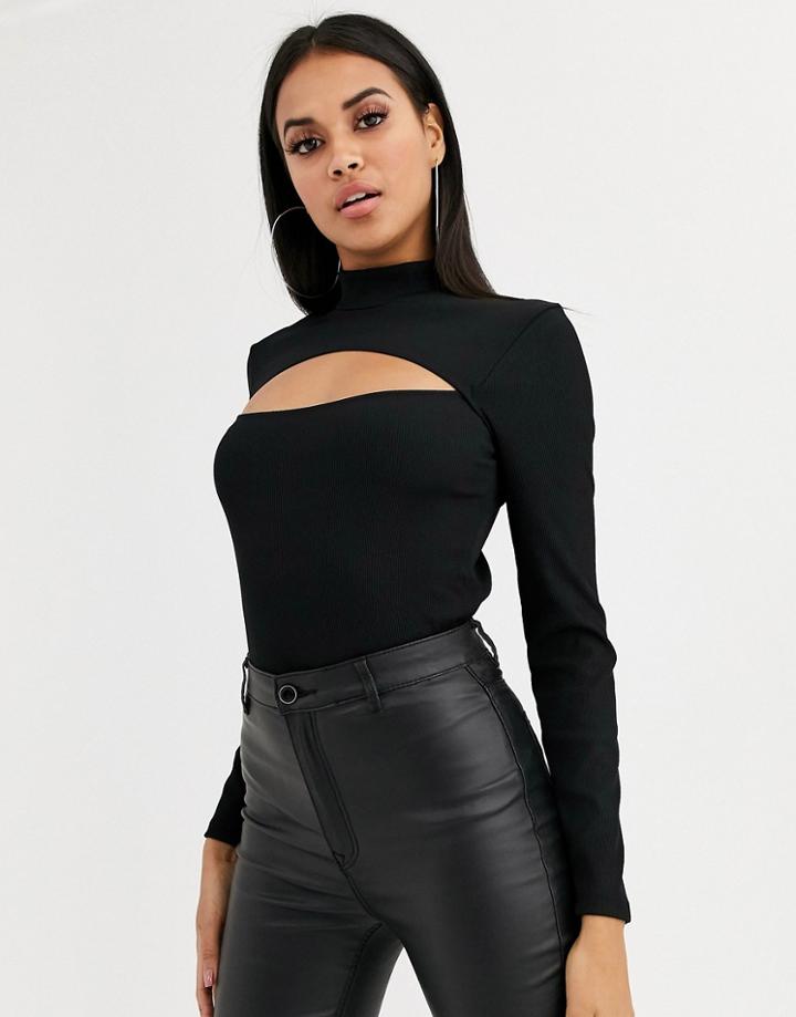 Ivyrevel Long Sleeve Cutout Top In Black