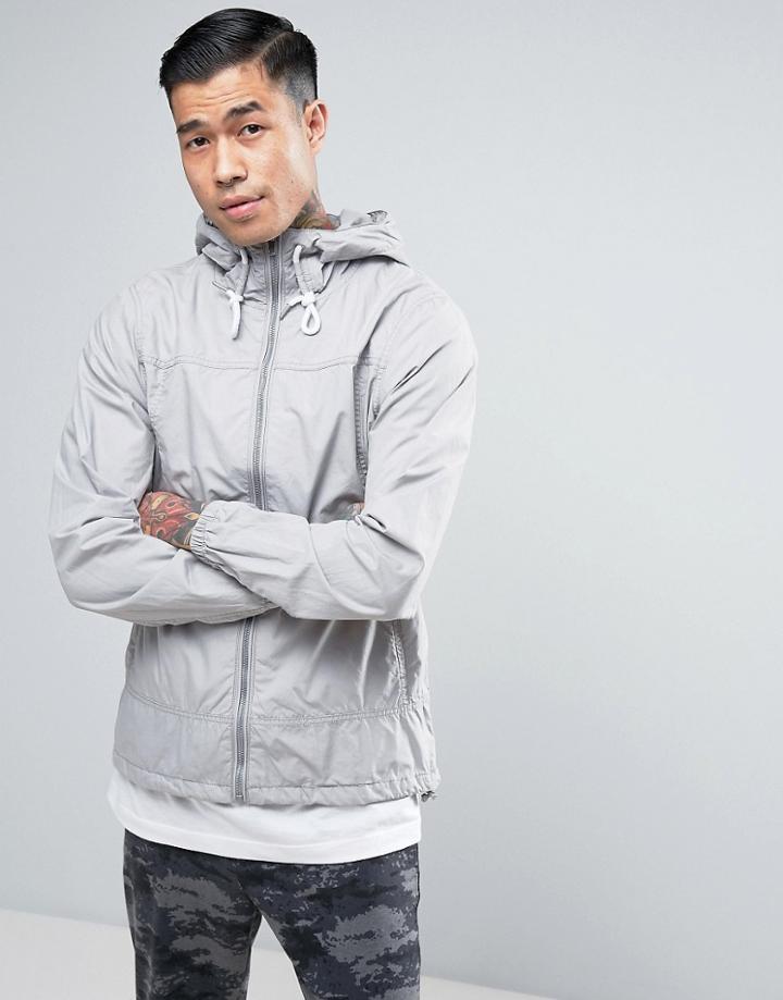 Pull & Bear Hooded Jacket In Light Grey - Gray
