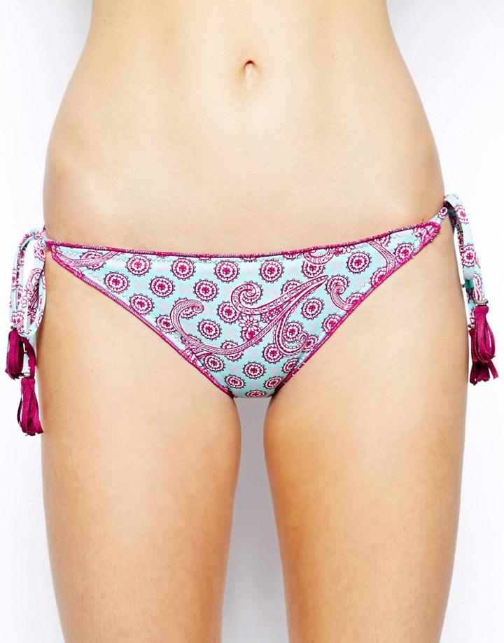 Baku Mediterranean Ruffle String Bikini Bottom - Multi