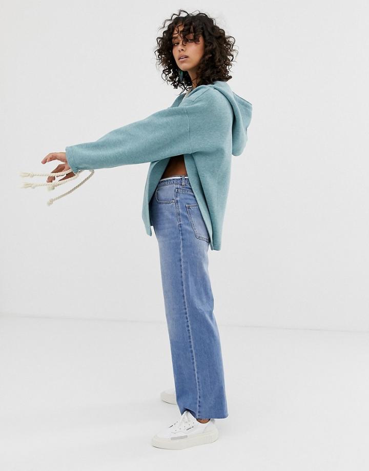 Asos White Side Split Hoodie - Blue