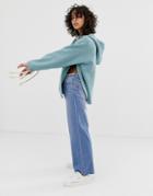 Asos White Side Split Hoodie - Blue