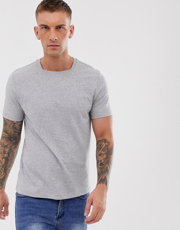 Asos Design T-shirt With Square Neck In Gray Marl - Gray