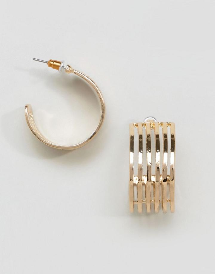 Asos Sleek Split Hoop Earrings - Gold