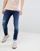 Blend Cirrus Distressed Skinny Jeans Darkwash - Navy