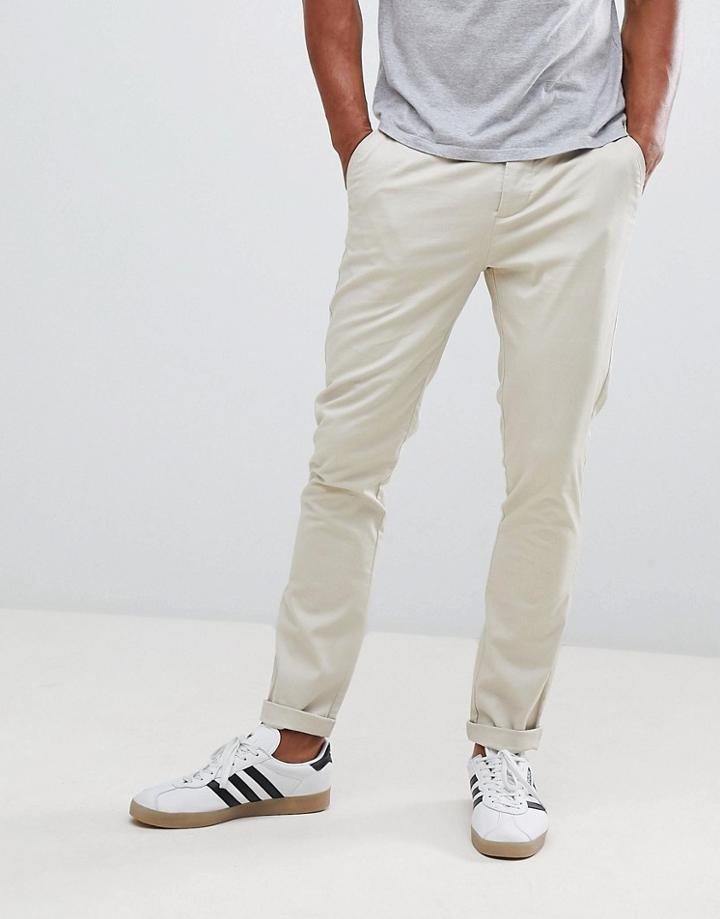 Asos Design Skinny Chinos In Beige - Beige
