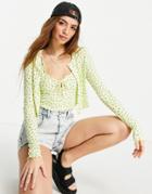 Bershka Cami And Cardi Set In Yellow Floral