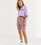 Life Is Beautiful Legging Shorts In Face Print Two-piece-purple