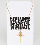 Reclaimed Vintage Inspired Cross And Charm Pendant Necklace (+) - Gold