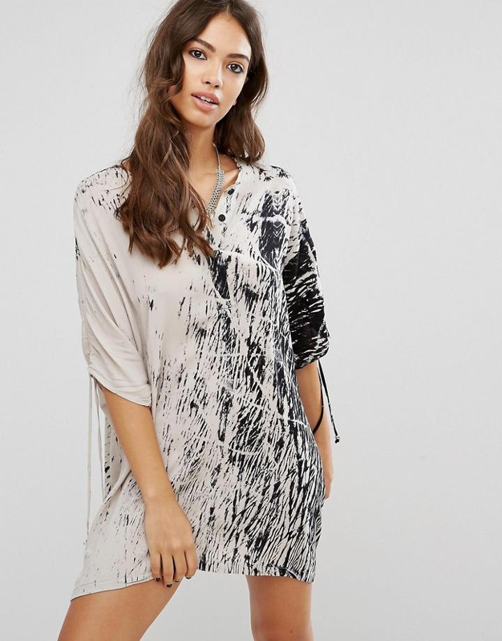 Religion Printed Natural Caftan Dress - Beige