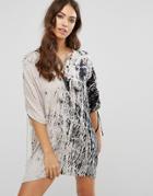 Religion Printed Natural Caftan Dress - Beige