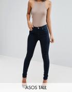 Asos Tall Ridley Skinny Ankle Jean In Petunia Blackened Blue Wash - Blue