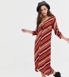 Bershka Button Front Stripe Scarf Dress In Multi