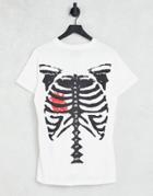 Sixth June Oversized T-shirt In White With Skeleton Back Print