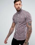 Fred Perry Gingham Short Sleeve Shirt In Red - Red