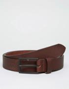 Asos Smart Slim Belt In Brown With Emboss - Brown