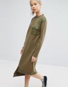 Daisy Street Reconstructed Military Dress - Green