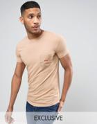 Ellesse Longline Muscle Fit T-shirt With Pocket - Stone