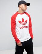 Adidas Originals Trefoil Ls Raglan T-shirt In White Br4320 - White