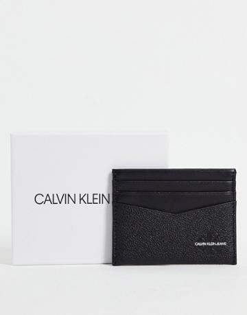 Calvin Klein Jeans Pebble Logo Cardholder In Black
