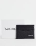 Calvin Klein Jeans Pebble Logo Cardholder In Black