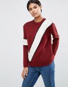Asos Sweater With Diagonal Stripe Blocking - Multi