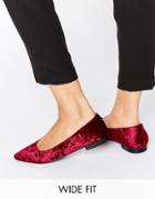 Asos Lacey Wide Fit Pointed Ballet Flats - Red