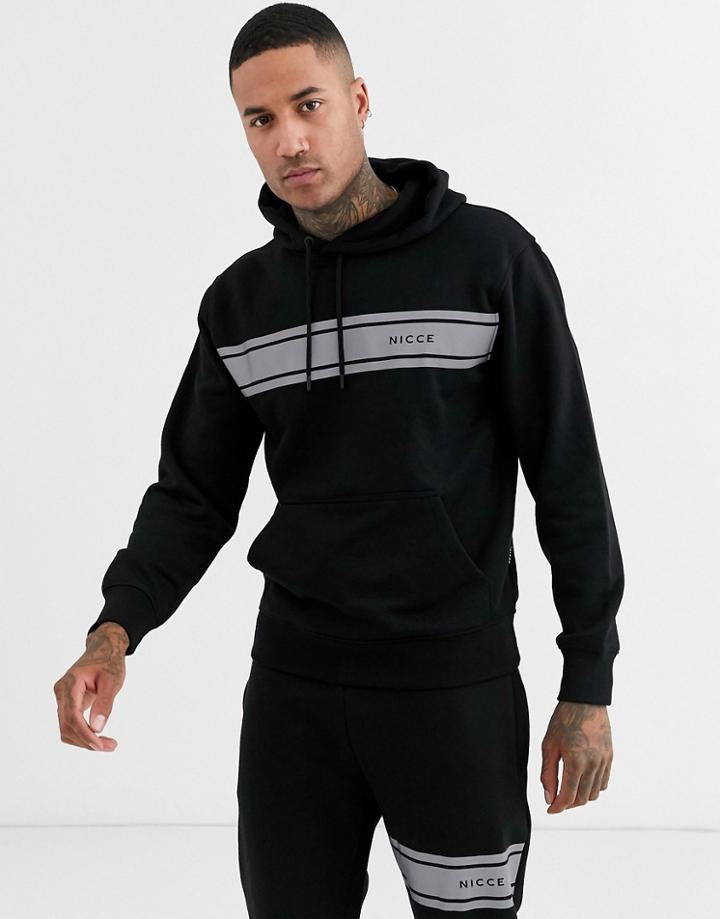 Nicce Hoodie With Reflective Logo Panel In Black