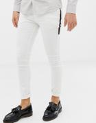 Asos Design Super Skinny Jeans In White With Black Side Stripe - White