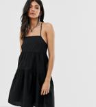 Collusion Tall Tiered Cami Smock Mini Dress - Black