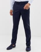 Harry Brown Slim Fit Small Check Navy Suit Pants - Navy