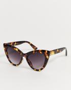 Asos Design Oversized Cat Eye Sunglasses In Tort-brown