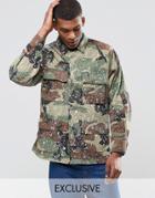 Reclaimed Vintage Military Jacket With Paint Splatter - Khaki