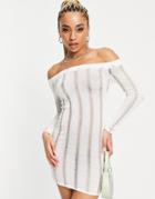 Fashionkilla Off Shoulder Laddered Mini Dress In Stone-neutral