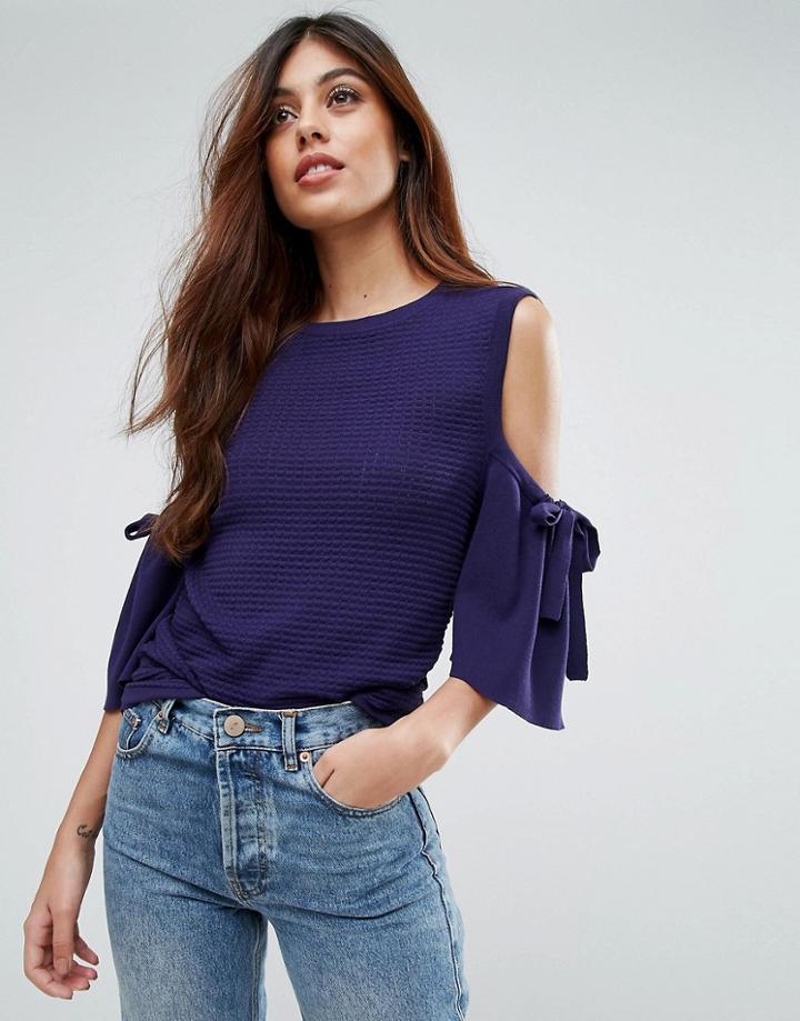 Warehouse Cold Shoulder Top - Navy