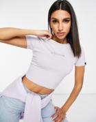 Ellesse Crop Top With Crystal Logo In Lilac- Exclusive To Asos-purple