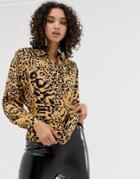 River Island Shirt In Abstract Leopard Print-multi