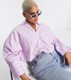 Vero Moda Curve Shirt With Ruched Front In Lilac Print - Part Of A Set-purple