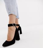 New Look Wide Fit Ankle Strap Heeled Shoe In Black - Black