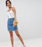Influence Tall Floral Embroidered Denim Skirt - Blue