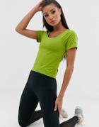Asos 4505 T-shirt With Bow Back Detail-green