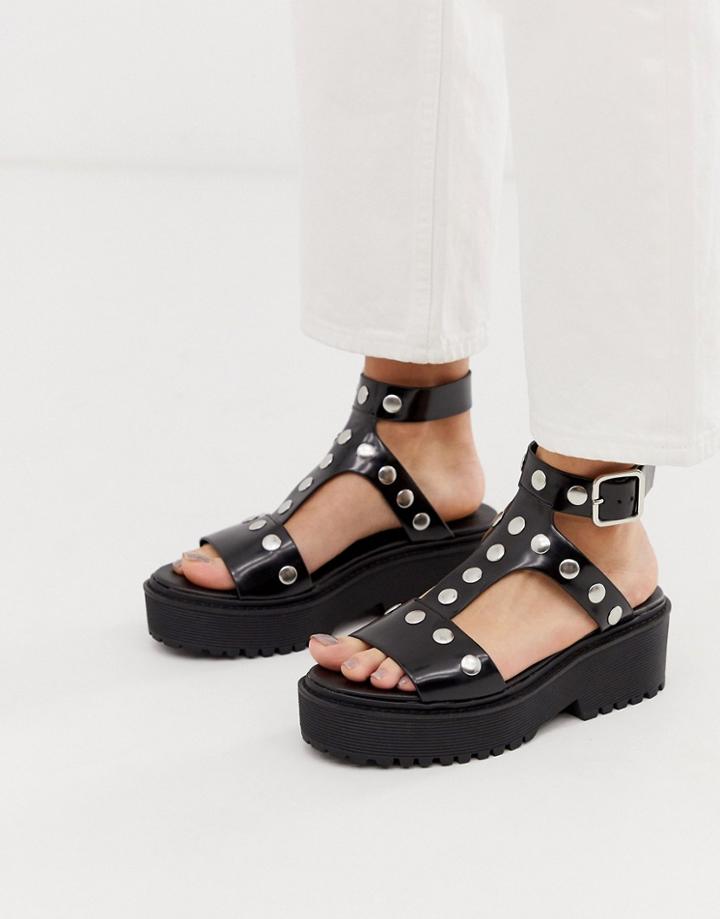 Monki Studded Platform Sandals - Black