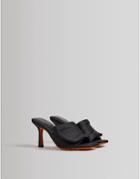 Bershka Heeled Mule Sandal With Contrast Orange Sole In Black