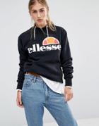 Ellesse Classic Oversized Pullover Hoodie With Front Logo - Black